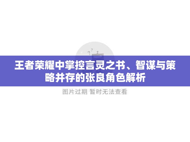 王者荣耀中掌控言灵之书、智谋与策略并存的张良角色解析