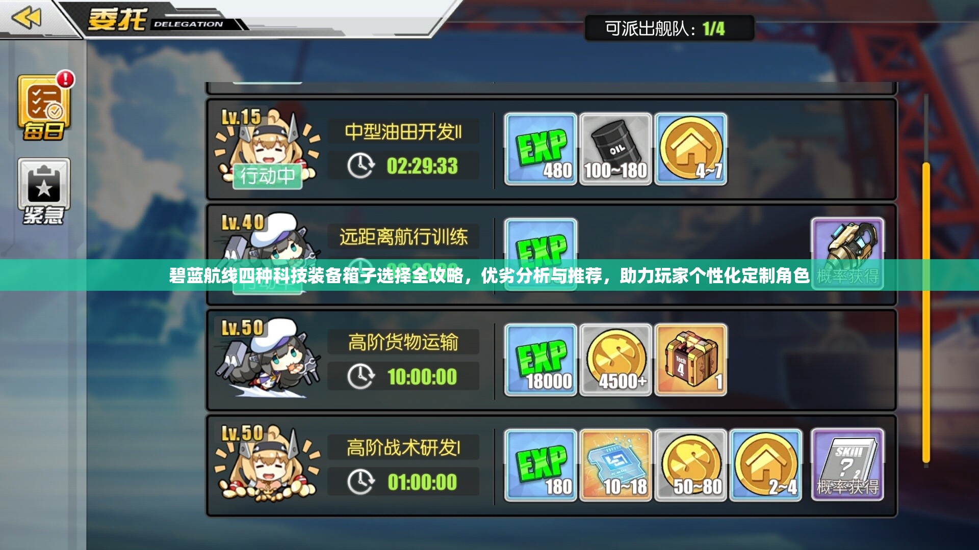 碧蓝航线四种科技装备箱子选择全攻略，优劣分析与推荐，助力玩家个性化定制角色