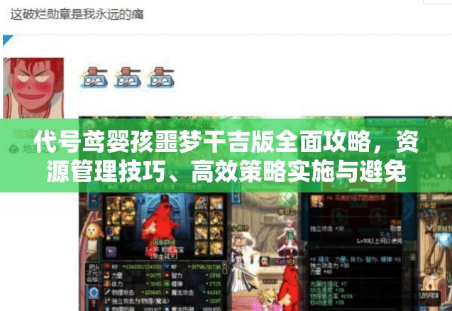 代号鸢婴孩噩梦干吉版全面攻略，资源管理技巧、高效策略实施与避免资源浪费之道