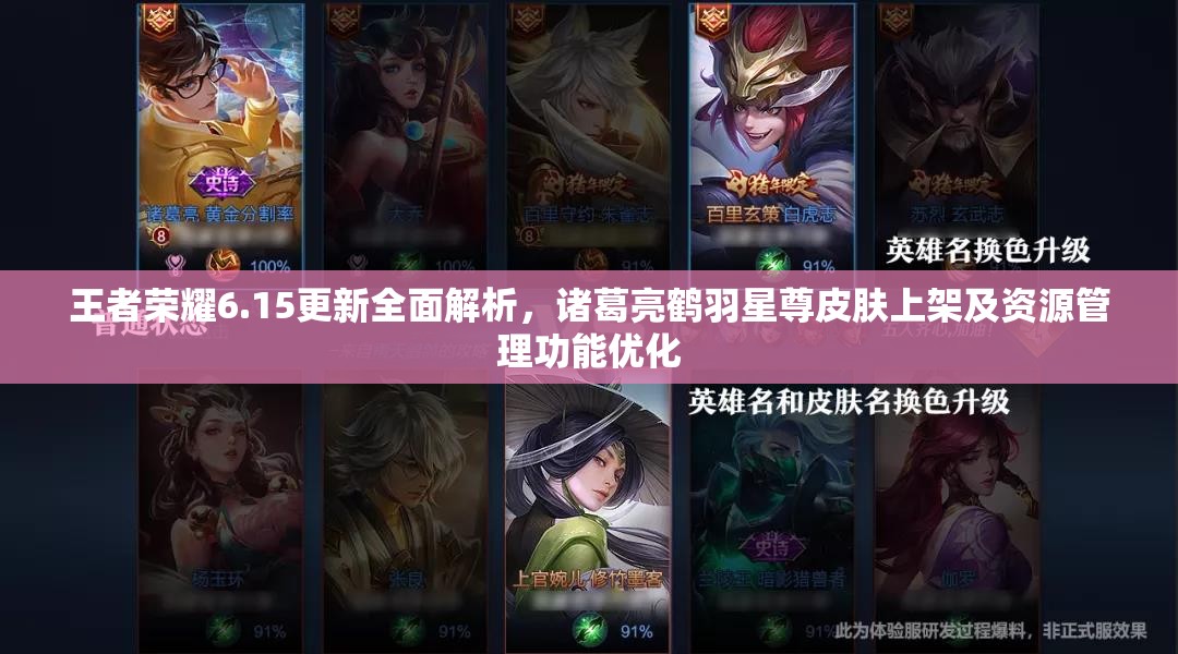 王者荣耀6.15更新全面解析，诸葛亮鹤羽星尊皮肤上架及资源管理功能优化