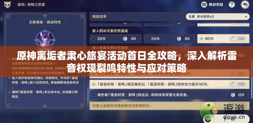 原神离垢者肃心旅宴活动首日全攻略，深入解析雷音权现裂鸣特性与应对策略