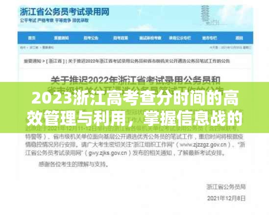 2023浙江高考查分时间的高效管理与利用，掌握信息战的艺术