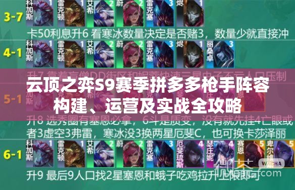 云顶之弈S9赛季拼多多枪手阵容构建、运营及实战全攻略