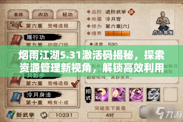烟雨江湖5.31激活码揭秘，探索资源管理新视角，解锁高效利用策略