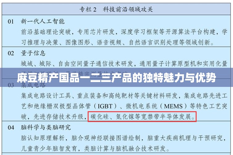 麻豆精产国品一二三产品的独特魅力与优势