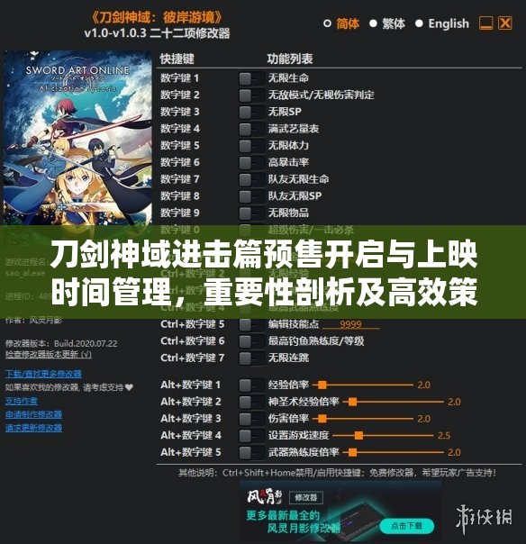 刀剑神域进击篇预售开启与上映时间管理，重要性剖析及高效策略制定