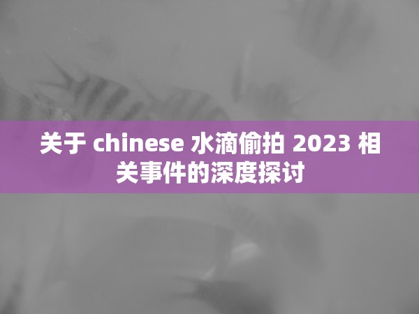 关于 chinese 水滴偷拍 2023 相关事件的深度探讨
