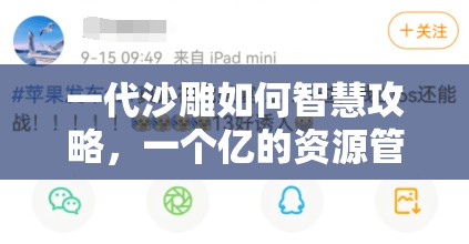 一代沙雕如何智慧攻略，一个亿的资源管理艺术与巧妙花费策略