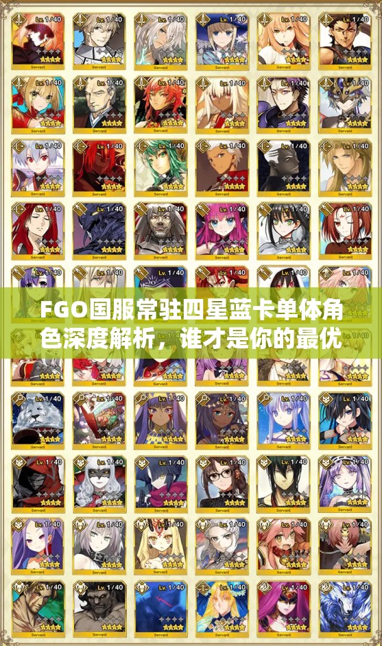 FGO国服常驻四星蓝卡单体角色深度解析，谁才是你的最优选择？