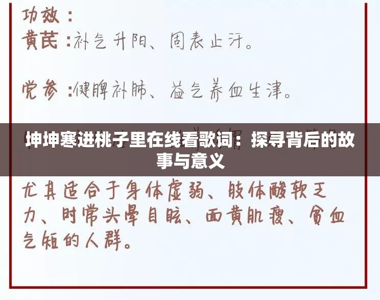 坤坤寒进桃子里在线看歌词：探寻背后的故事与意义