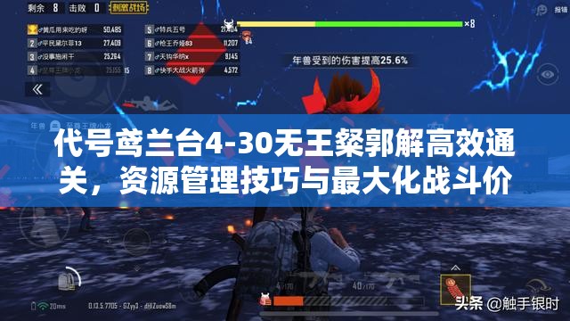 代号鸢兰台4-30无王粲郭解高效通关，资源管理技巧与最大化战斗价值攻略