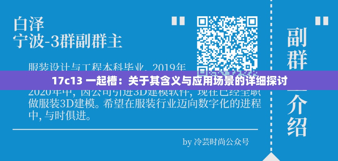17c13 一起槽：关于其含义与应用场景的详细探讨