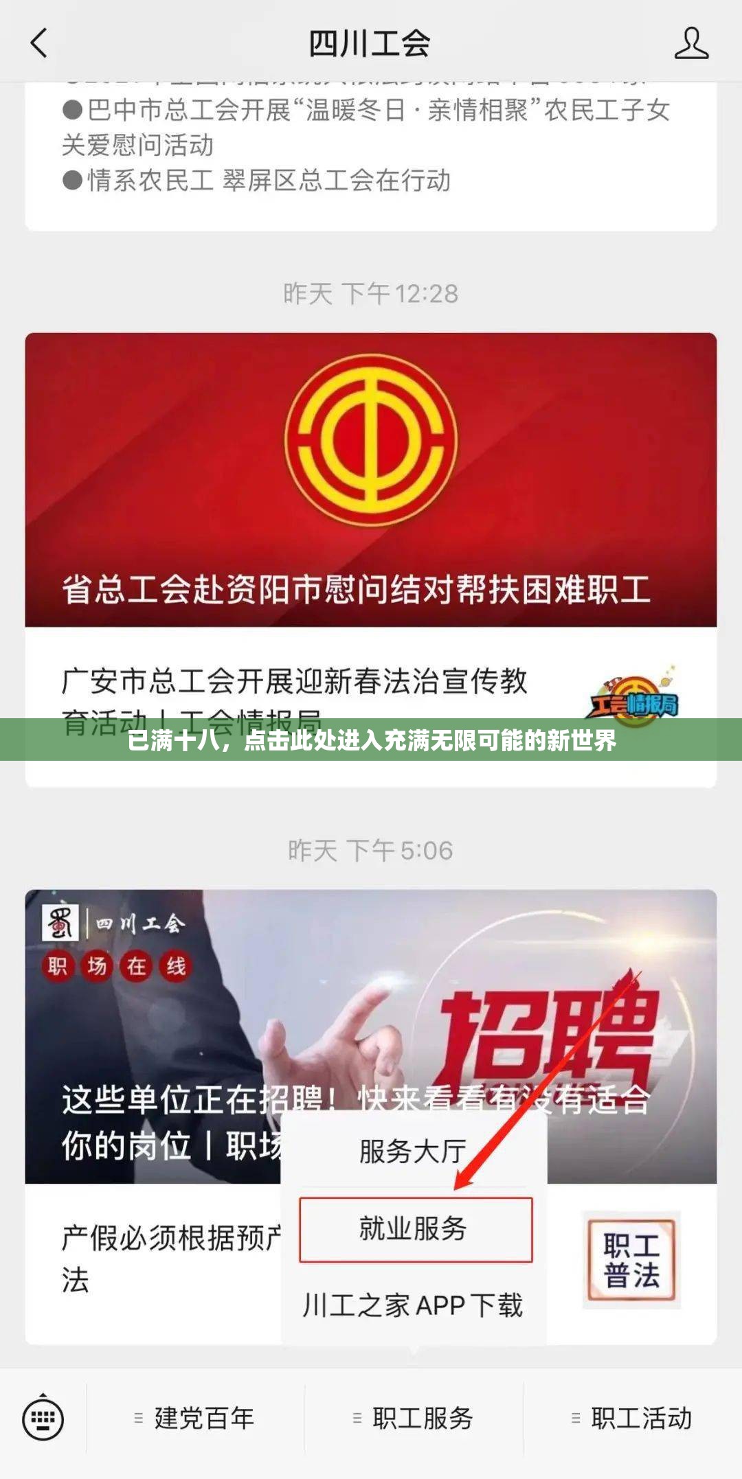 已满十八，点击此处进入充满无限可能的新世界