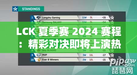 LCK 夏季赛 2024 赛程：精彩对决即将上演热血不断