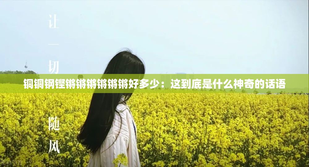 铜铜钢铿锵锵锵锵锵锵好多少：这到底是什么神奇的话语