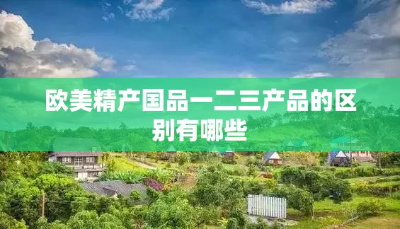 欧美精产国品一二三产品的区别有哪些