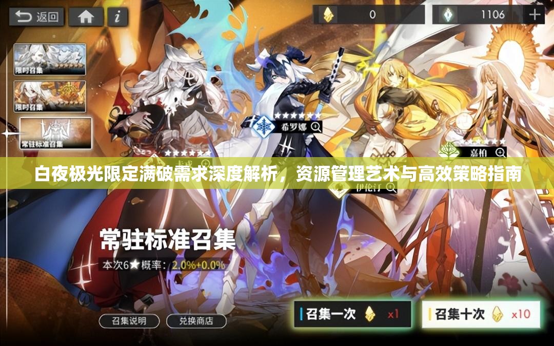 白夜极光限定满破需求深度解析，资源管理艺术与高效策略指南