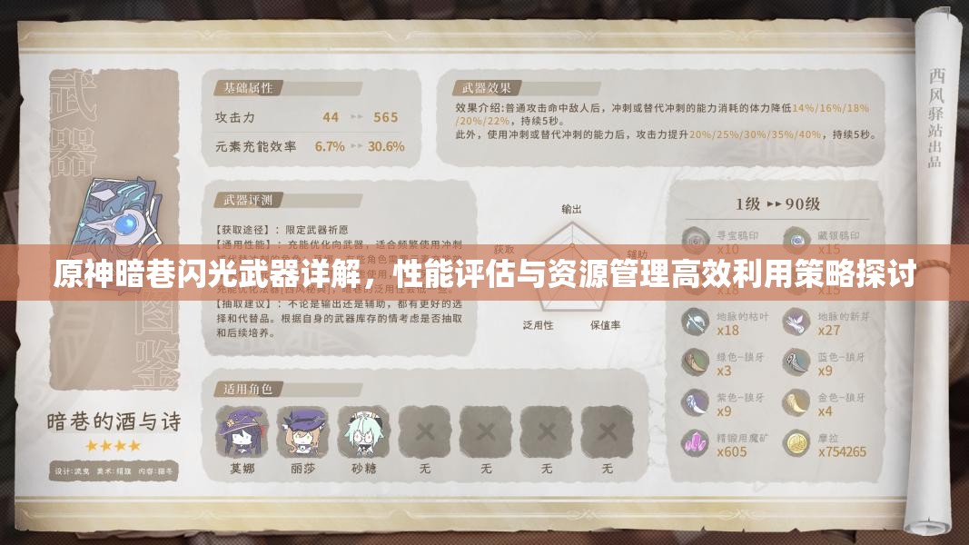 原神暗巷闪光武器详解，性能评估与资源管理高效利用策略探讨
