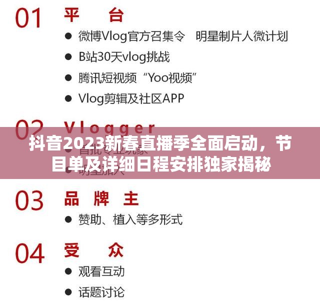抖音2023新春直播季全面启动，节目单及详细日程安排独家揭秘