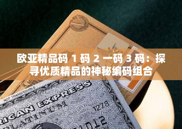 欧亚精品码 1 码 2 一码 3 码：探寻优质精品的神秘编码组合