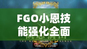 FGO小恩技能强化全面解析及在游戏中实现高效管理的策略