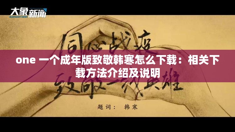 one 一个成年版致敬韩寒怎么下载：相关下载方法介绍及说明