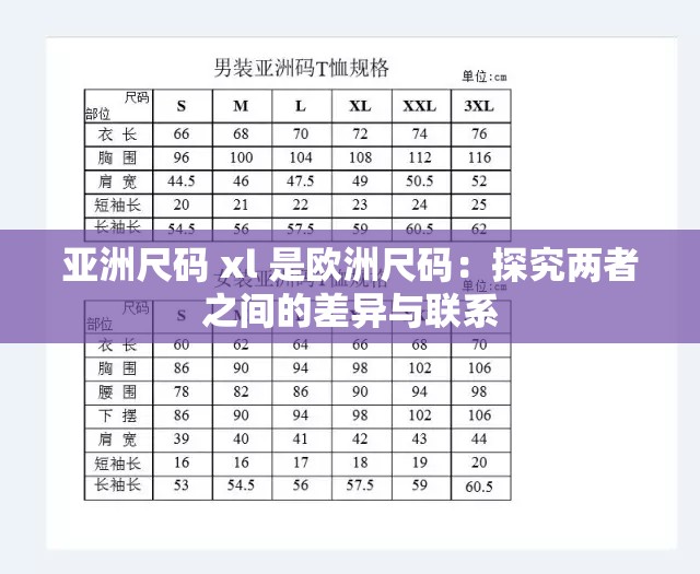 亚洲尺码 xl 是欧洲尺码：探究两者之间的差异与联系