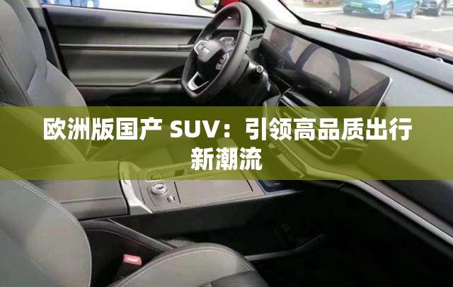 欧洲版国产 SUV：引领高品质出行新潮流