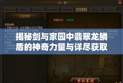 揭秘剑与家园中翡翠龙鳞盾的神奇力量与详尽获取途径
