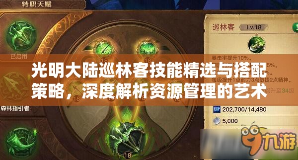 光明大陆巡林客技能精选与搭配策略，深度解析资源管理的艺术