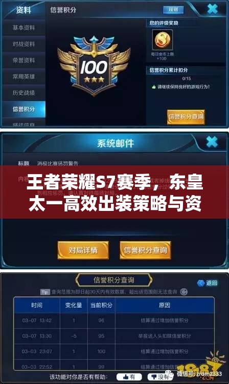 王者荣耀S7赛季，东皇太一高效出装策略与资源管理深度解析