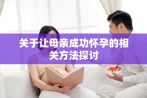 关于让母亲成功怀孕的相关方法探讨