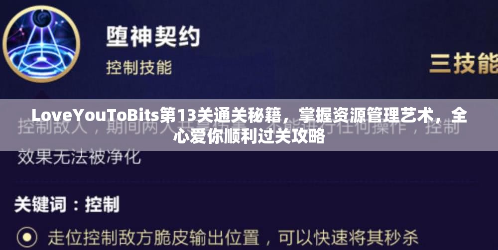 LoveYouToBits第13关通关秘籍，掌握资源管理艺术，全心爱你顺利过关攻略