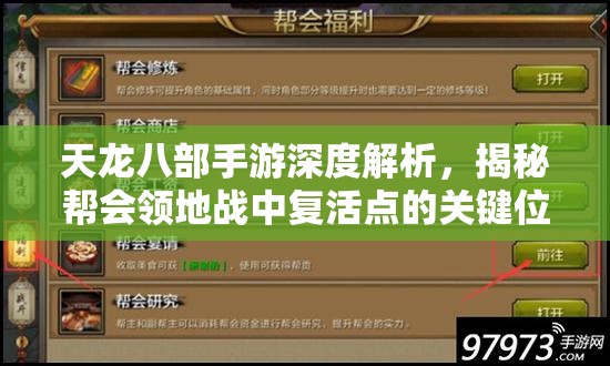 天龙八部手游深度解析，揭秘帮会领地战中复活点的关键位置