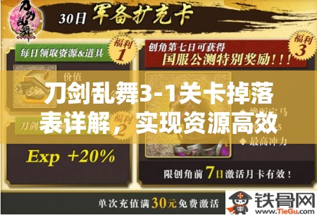 刀剑乱舞3-1关卡掉落表详解，实现资源高效管理与价值最大化策略