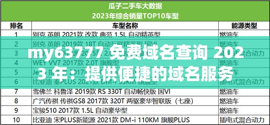 my63777 免费域名查询 2023 年：提供便捷的域名服务