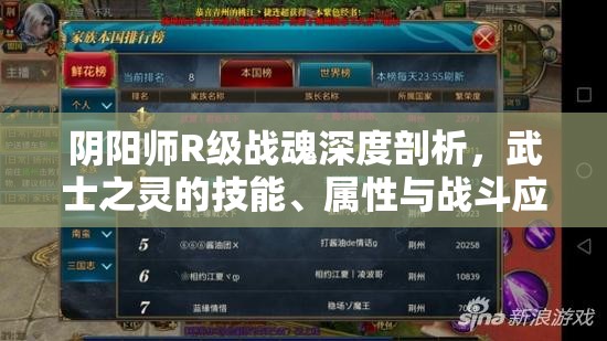 阴阳师R级战魂深度剖析，武士之灵的技能、属性与战斗应用解析