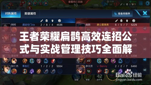王者荣耀扁鹊高效连招公式与实战管理技巧全面解析
