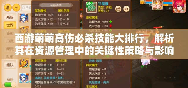 西游萌萌高伤必杀技能大排行，解析其在资源管理中的关键性策略与影响