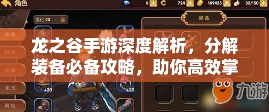 龙之谷手游深度解析，分解装备必备攻略，助你高效掌握技巧优化资源管理