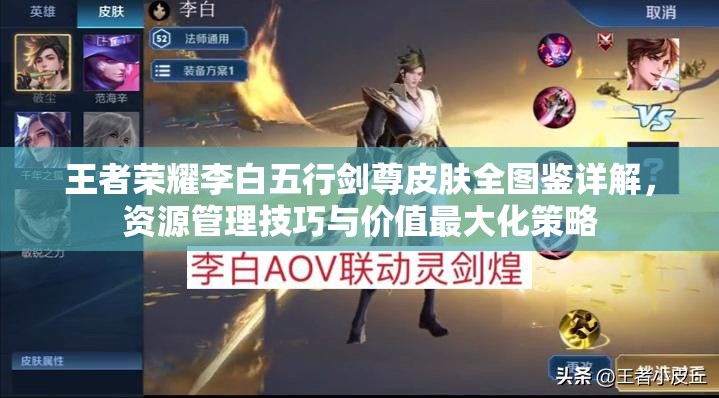 王者荣耀李白五行剑尊皮肤全图鉴详解，资源管理技巧与价值最大化策略