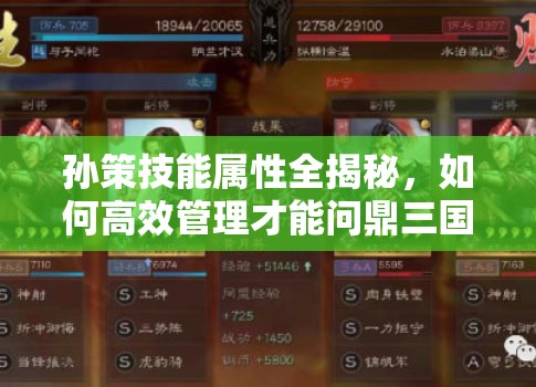 孙策技能属性全揭秘，如何高效管理才能问鼎三国之巅？