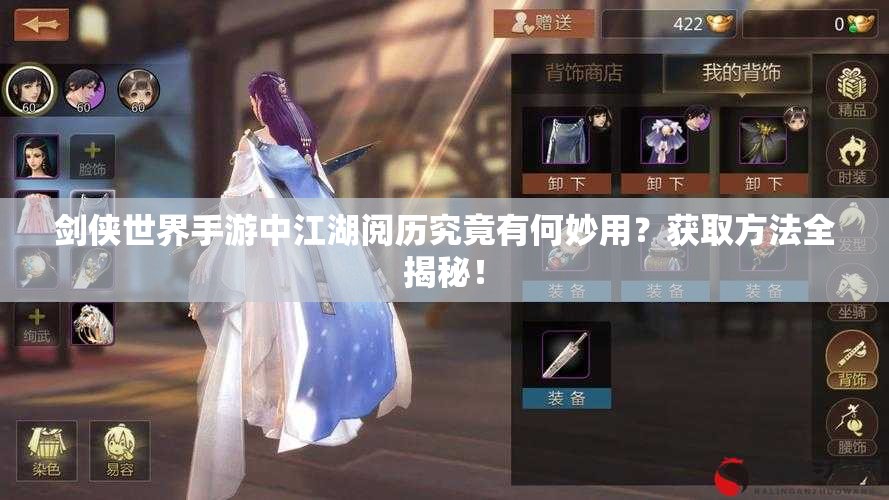 剑侠世界手游中江湖阅历究竟有何妙用？获取方法全揭秘！