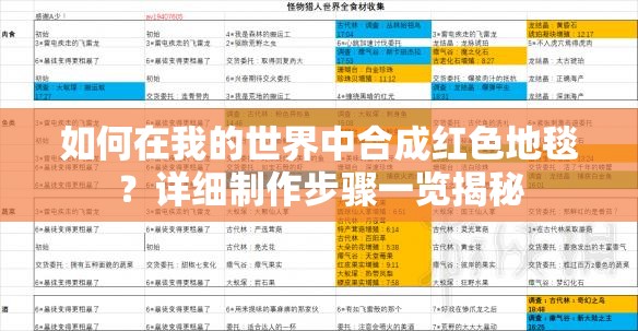 如何在我的世界中合成红色地毯？详细制作步骤一览揭秘