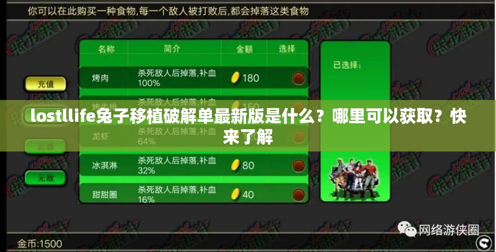 lostllife兔子移植破解单最新版是什么？哪里可以获取？快来了解
