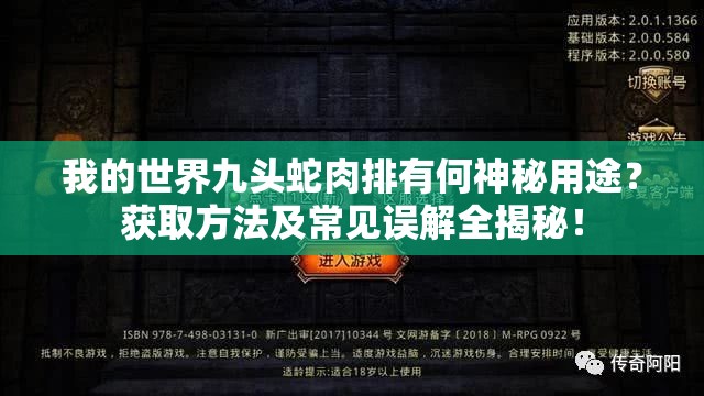我的世界九头蛇肉排有何神秘用途？获取方法及常见误解全揭秘！