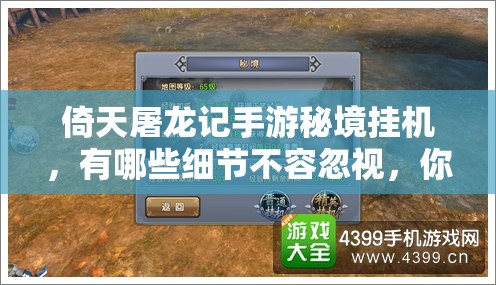 倚天屠龙记手游秘境挂机，有哪些细节不容忽视，你真的知道吗？