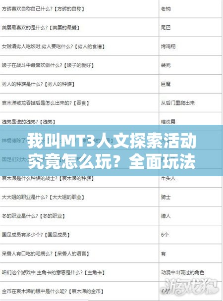 我叫MT3人文探索活动究竟怎么玩？全面玩法详解带你揭秘悬念！