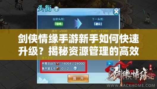 剑侠情缘手游新手如何快速升级？揭秘资源管理的高效艺术