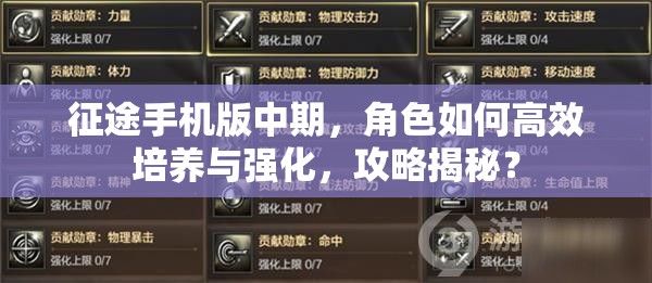 征途手机版中期，角色如何高效培养与强化，攻略揭秘？